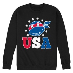 Men's - Teenage Mutant Ninja Turtles - Raphael USA Red White Blue Graphic Fleece Sweatshirt - 1 of 4