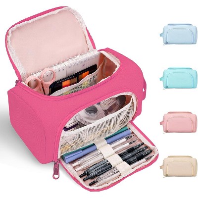 Fmeida Large Pencil Pouch,Pencil Case Aesthetic,Zipper Pencil Box For Girls Back To School Supplies Emergency Bag Black