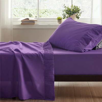 Twin XL Sheet Sets Dorm Bedding - 3 Pieces Soft Extra Long Twin Sheets, Hotel Luxury, Easy Care Microfiber for Women, Men, Kids and Teens, Purple