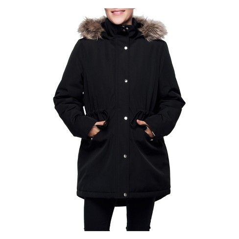 Faux fur lined parka best sale coat womens