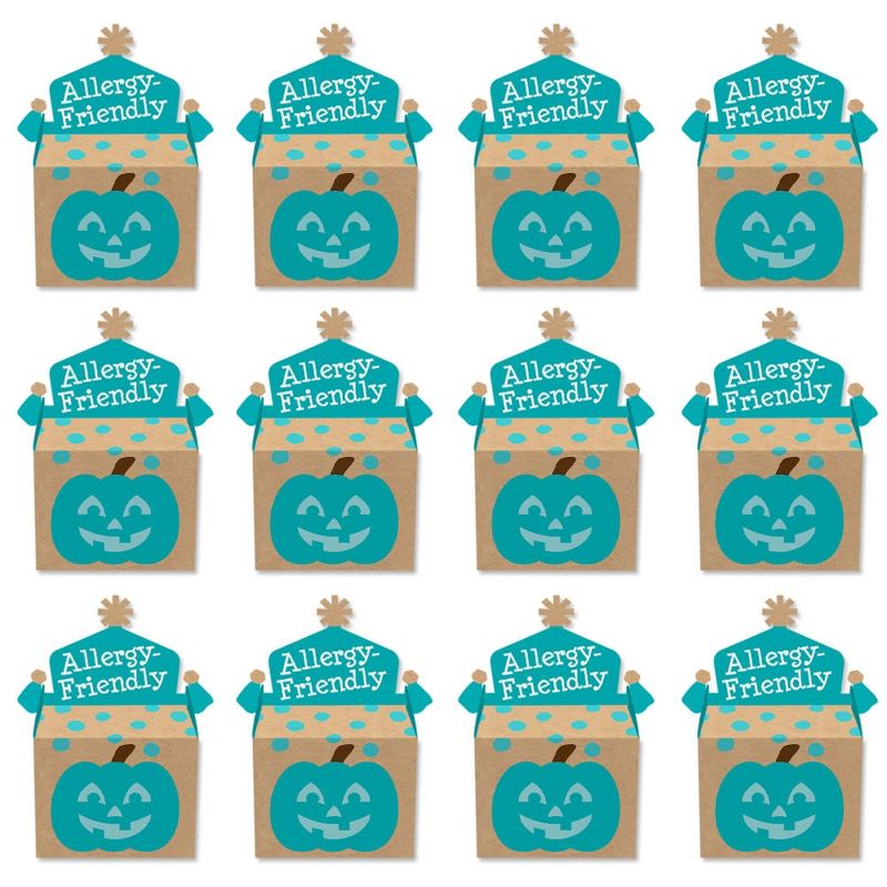 Big Dot of Happiness Teal Pumpkin - Treat Box Party Favors - Halloween Allergy Friendly Trick or Trinket Goodie Gable Boxes - Set of 12, 3 of 7