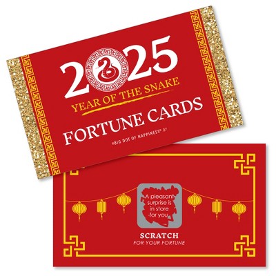 Big Dot of Happiness 2025 Year of the Snake - Lunar New Year Game Scratch Off Fortune Cards - 22 Count