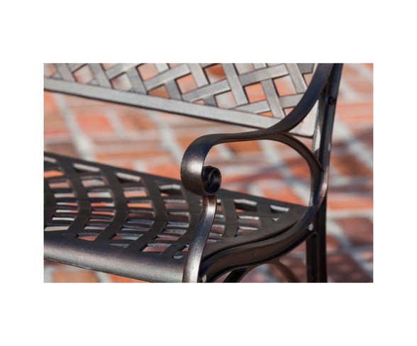 1pc Antique Bronze Cast Aluminum Patio Bench - Fire Sense
