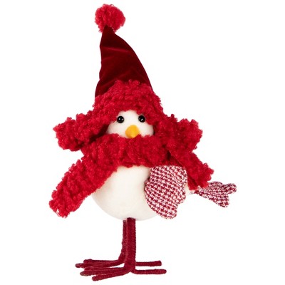 Northlight Bird with Scarf and Winter Hat Christmas Standing Figure - 8.5" - Red and White