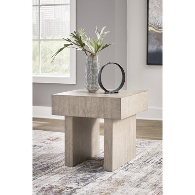 Light Grayish Brown Square Wood End Table