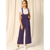Allegra K Women's High Waist Wide Leg Belted Button Long Overalls Jumpsuit - 3 of 4