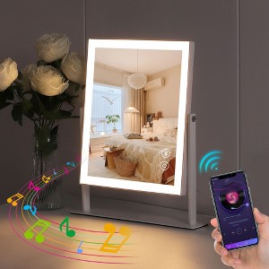 HOMLUX Music Makeup Mirror - Adjustable LED, Detachable 10X Magnification, Smart Touch - 1 of 4