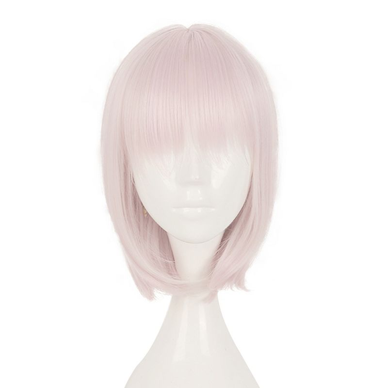 Unique Bargains Women's Bob Wigs 12" Pink with Wig Cap Short Hair With Bangs, 1 of 7