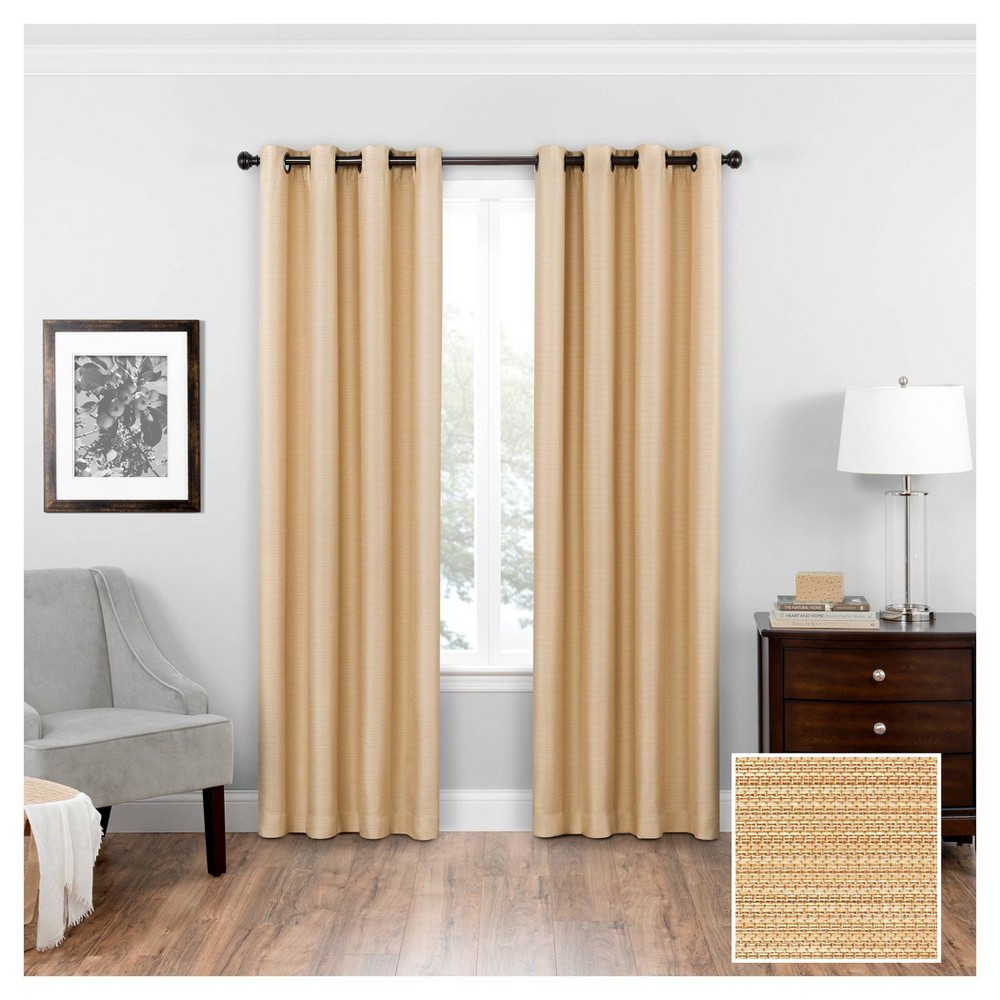 Photos - Curtains & Drapes Eclipse 84"x52" Bryson Thermaweave Blackout Curtain Panel Beige  