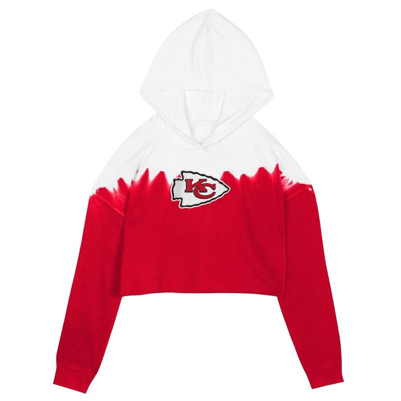 NFL Kansas City Chiefs Girls&#39; Crop Hooded Sweatshirt, 2 of 4