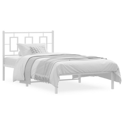 vidaXL Metal Bed Frame with Headboard White 39.4 in.x78.7 in.