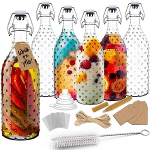 Nevlers 17 oz Dotted Round Swing Top Glass Bottle Set - 1 of 4