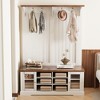 Luck Live Wardrobe shelf, portable hall storage coat rack with a long bench, equipped with 4 hooks for hanging coats, off-white in color. - 4 of 4