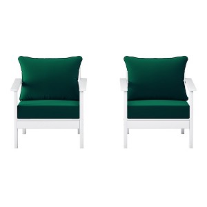 WestinTrends Avalon Outdoor Modern HDPE Patio Club Chairs with Deep Seat Cushions (Set of 2) - 1 of 4