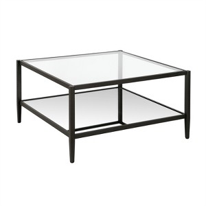 Modern Square Coffee Table in Black and Bronze with Mirrored Shelf - Henn&Hart - 1 of 4