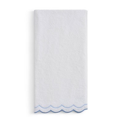 Peri Home Bath Towel White/Blue Scallop