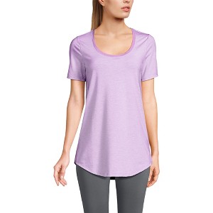 Lands' End Women's Short Sleeve Power Performance Scoop Neck Curved Hem Tunic Tee - 1 of 4