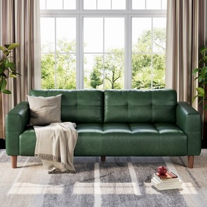 COZONY 83.1" Faux Leather 3-Seater Sofa Couch, Oversized Upholstered Loveseat with Back Cushion, Mid-Century Modern Couch for Living Room, Office - 1 of 4