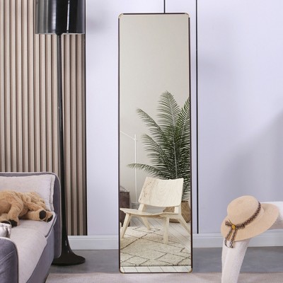 Vynxaria Aluminum alloy metal frame wall-mounted full-length mirror for porch,bathroom vanity mirror,floor-to-ceiling mirror,Gold