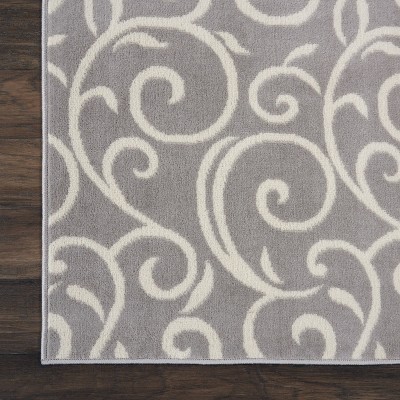 Abstract Vines Gray Hand-Knotted 4'x6' Reversible Area Rug