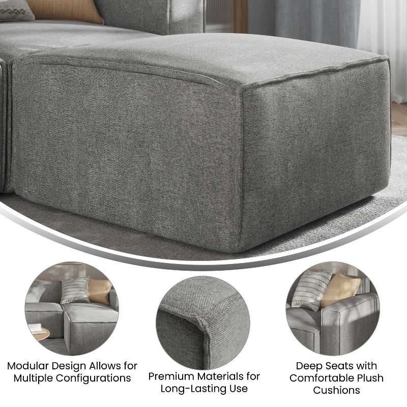 Flash Furniture Bridgetown Luxury Modular Sectional Sofa, Ottoman Seat, 5 of 11