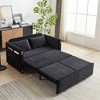 54" Velvet Convertible Sofa Bed with Pull-Out Bed, High-Density Foam, Detachable Arm Pockets, Bedhead and 2 Pillows - 3 of 4