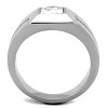 Slickblue Father’s Day Square-Cut CZ Ring for Men – Polished Stainless Steel Band with Side Accents – Size 8–14 - 3 of 4