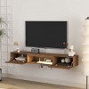 GlasFlength TV Stands and Consoles Floating TV Stand Wall Mounted Modern TV Stand Floating TV Cabinet For Bedroom, Brown, 76.4"*17"*4" - 3 of 4