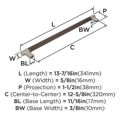 Esquire 12-5/8" Satin Nickel and Bronze Cabinet Pull