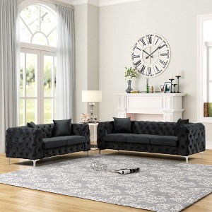 Contemporary  with Deep Button Tufting Dutch Velvet -Morden Fort - 1 of 4