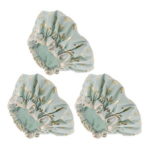 Unique Bargains Gold Butterfly Shower Cap Green 3 Pcs - 1 of 3