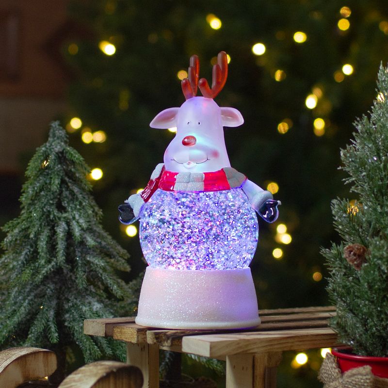 Northlight 8" LED Lighted Color Changing Reindeer Christmas Snow Globe, 2 of 6