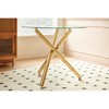 Mayeerty Golden Coffee Table with metal leg and glass,Modern Space Saving Kitchen Table for Living Room - 2 of 4