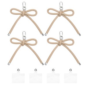 Unique Bargains PU Leather Bag Phone Charm Hanging Accessories Bow Keychains 4 Pcs - 1 of 4