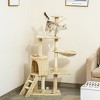 TopComfy Pet Tower Plush Sturdy Interactive Cat Condo Tower Soft Cushion Scratching Post Activity Tree House for Cats, Beige, 19.8"*13.8"*52.8" - 2 of 4