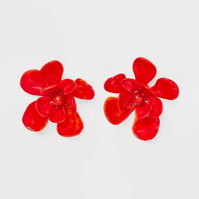 Orange Flower Center Post Earrings - A New Day™ Orange
