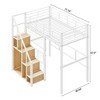 Twin Size Metal Loft Bed with Storage Staircase and Small Wardrobe - 4 of 4