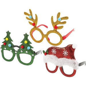 Juvale 3-Pack Christmas Glasses - Novelty Party Decorations, 3 Assorted Designs, 5.2x5.6 in - 1 of 4