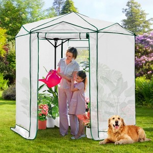 EAGLE PEAK 6.6x6.6 ft Hexagon Pop up Greenhouse, Portable Walk-in Grow Tent, All-Weather Plant Shelter - 1 of 4