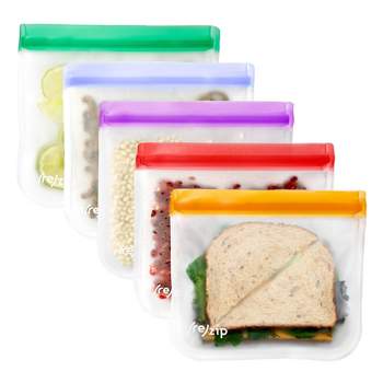  Escential bags Reusable silicone ziplock bags, INCLUDES DRYING  RACK; 10 pack, 3 gallon, 4 sandwich, 3 snack. Easy to wash, good for  travel. Multi use bags, dishwasher friendly. : Home & Kitchen