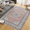Vintage Washable Area Rug, Floral Medallion, Ultra Soft Accent Carpet for Living Room, Bedroom, Entryway, Non-Slip, Low-Pile - 2 of 4
