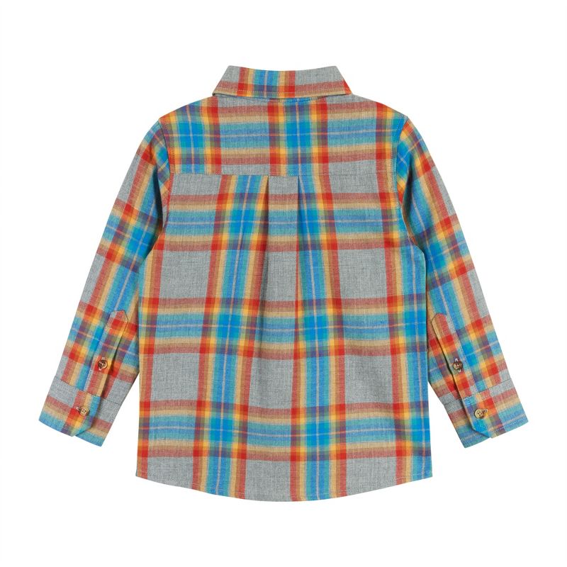 Andy & Evan  Toddler Heather Grey Plaid Ultra Soft Buttondown, 3 of 6