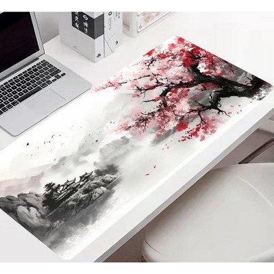 2pc Japanese Painting Cherry Blossoms Gaming Mouse Pad Desk Mat Desk Pad Large Gaming Mousepad Office Keyboard Pad Computer Mouse
