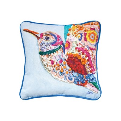 carol & frank 10" x 10" Colorful Hummingbird Throw Pillow