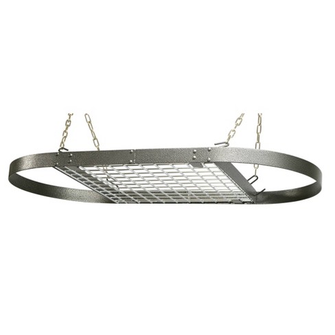 Range Kleen Hammered Gray Enameled Oval Hanging Pot Rack : Target