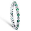 Pompeii3 1 cttw Emerald & Diamond Wedding Eternity Stackable Ring 10k White Gold - 2 of 4