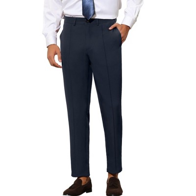 Lars Amadeus Men's Solid Color Slim Fit Tapered Pleated Front Trousers