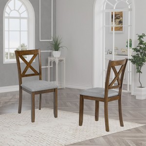 Sapphtopaz Farmhouse Simple Wooden Dining Chairs Set of 4, Side Accent Chairs Kitchen Chairs with Padded Seat for Dining Room, Kitchen - 1 of 4
