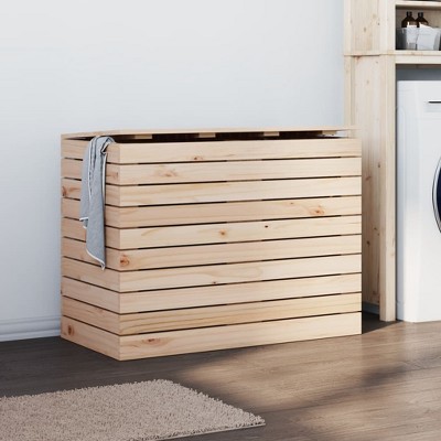 vidaXL Laundry Basket 34.8 in.x17.3 in.x26 in. Solid Wood Pine
