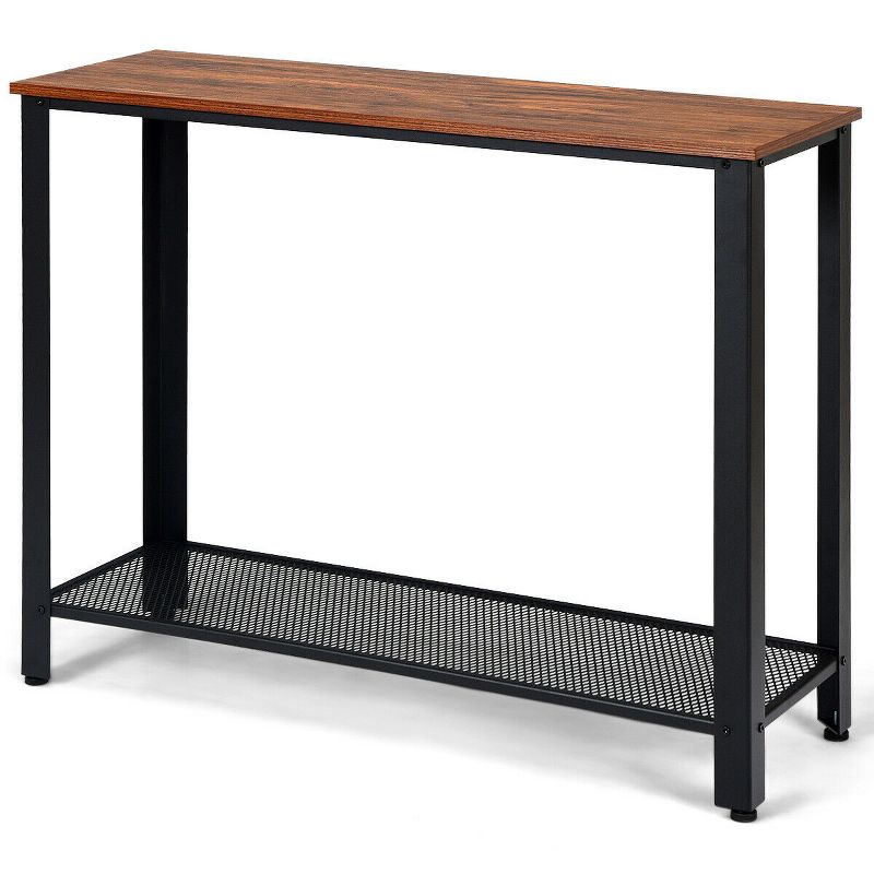 Costway Console Sofa Table W/ Storage Shelf Metal Frame Wood Look Entryway Table SilverBlack, 1 of 11